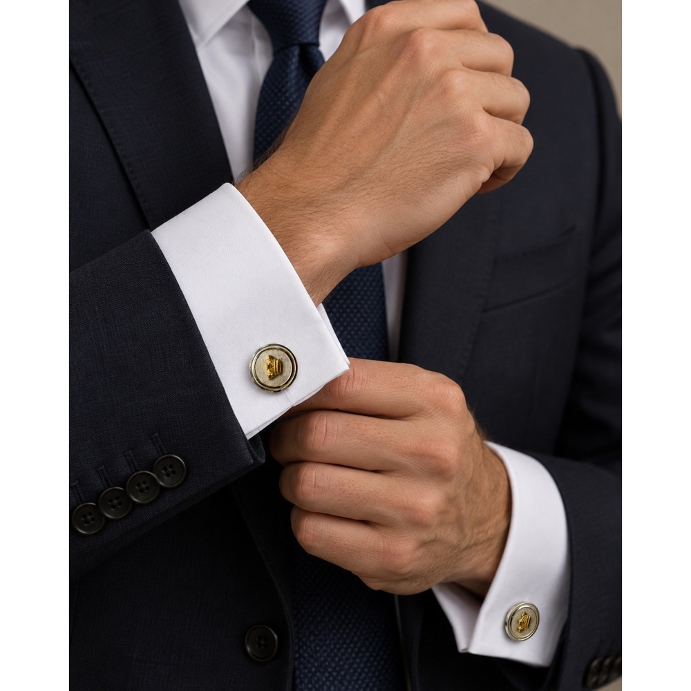 Home Lines Cruise Cufflinks Vintage Crown Logo Two Tone Maritime Ocean Liner